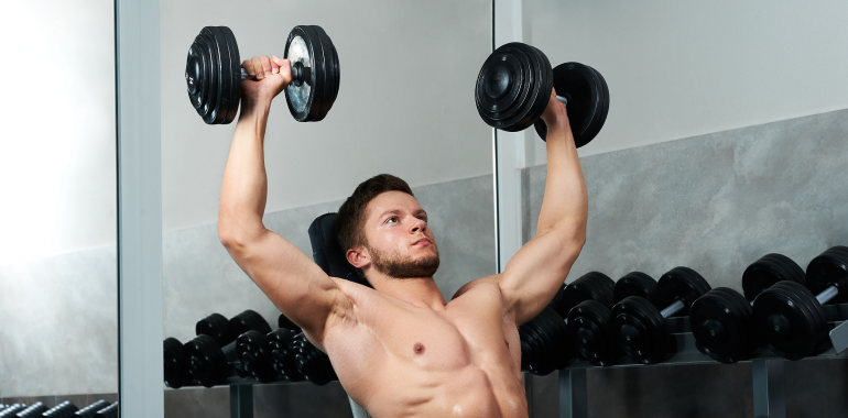 Flexiones de tríceps con mancuernas